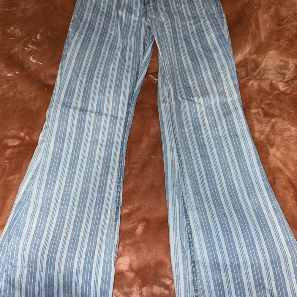 Rock & Roll Cowgirl Blue Striped Flare Jeans